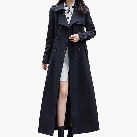 NWT Women's Posh Double Breasted Duster Slim Full Length Maxi Trench Coat - L - Picture 8 of 9